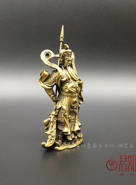 好货铜合金关公雕像小摆件 关二爷横刀站立武财神关羽像招财铜器