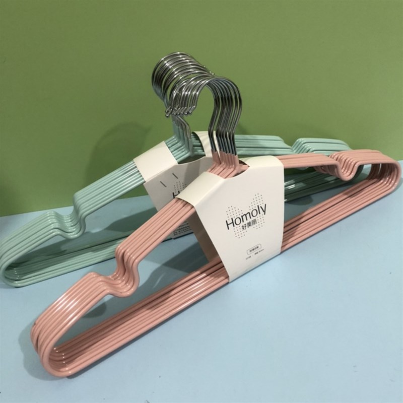 好美丽6056浸胶衣架10支防滑学生彩色实惠装加长加粗40.5cm