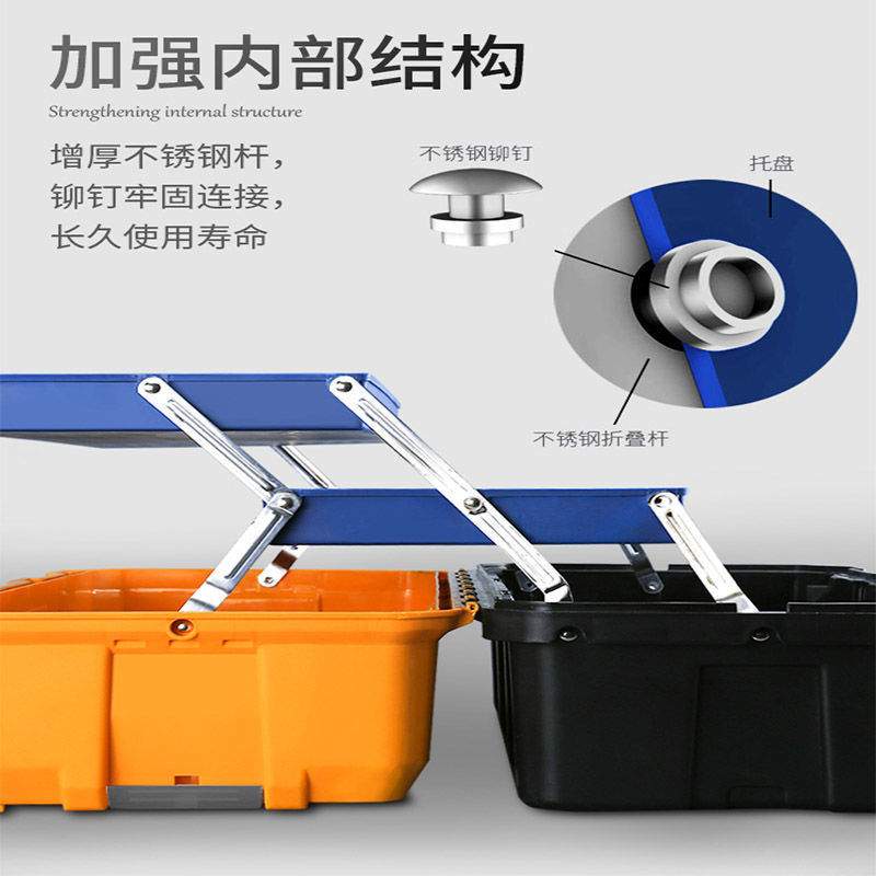 易之力三层工具箱加厚大号多功能折叠收纳箱手提家用维修五金箱子
