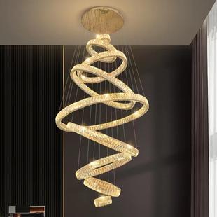 别墅超大客厅水晶灯复式楼挑空吊灯民宿自建房商用楼梯长吊灯