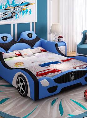 NRFQ005#汽车床宝宝拼接床男孩实木多功能小女孩男童单人带护栏跑