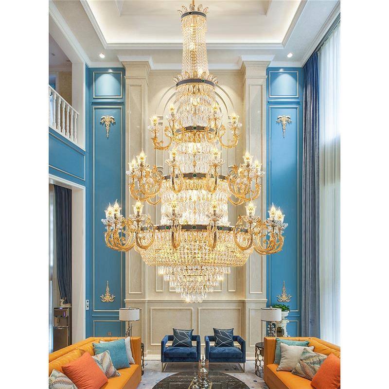 奢华大气水晶吊灯欧式客厅灯家用餐厅卧室灯饰新款别墅复式楼挑高