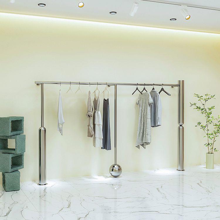 服装店陈列架上墙壁挂式不锈钢童装挂衣架网红女装店铺落地展示架