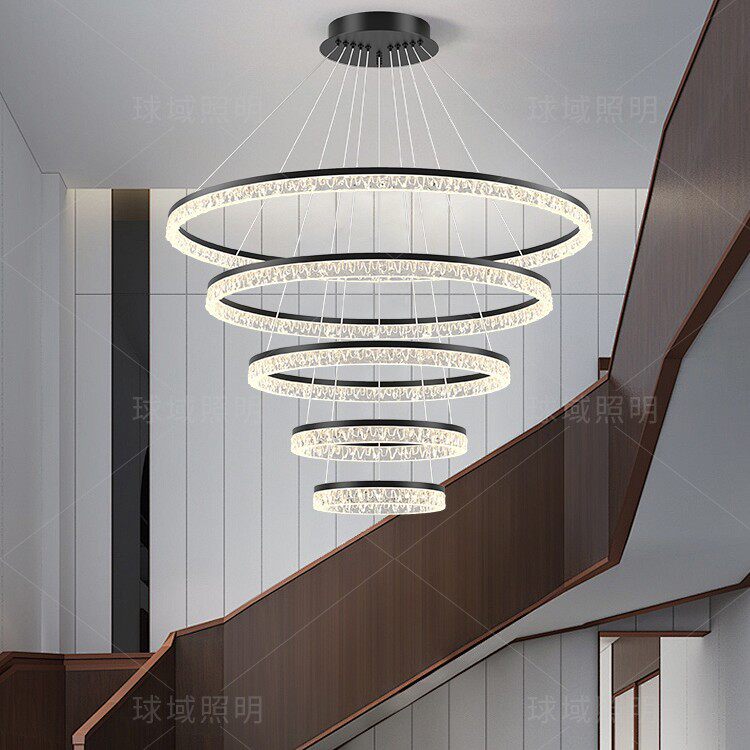 别墅挑空复式楼大吊灯楼中楼中空客厅灯简约现代轻奢餐厅卧室吊灯