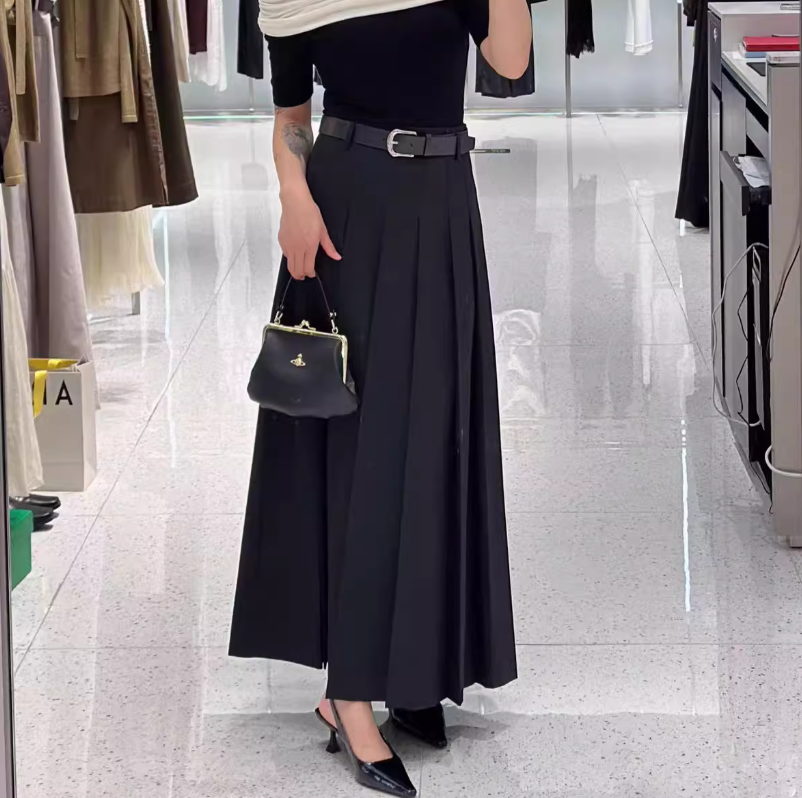 艾诺丝正品商场同款2025秋季新款高腰马面裙中长半身裙女AR353053