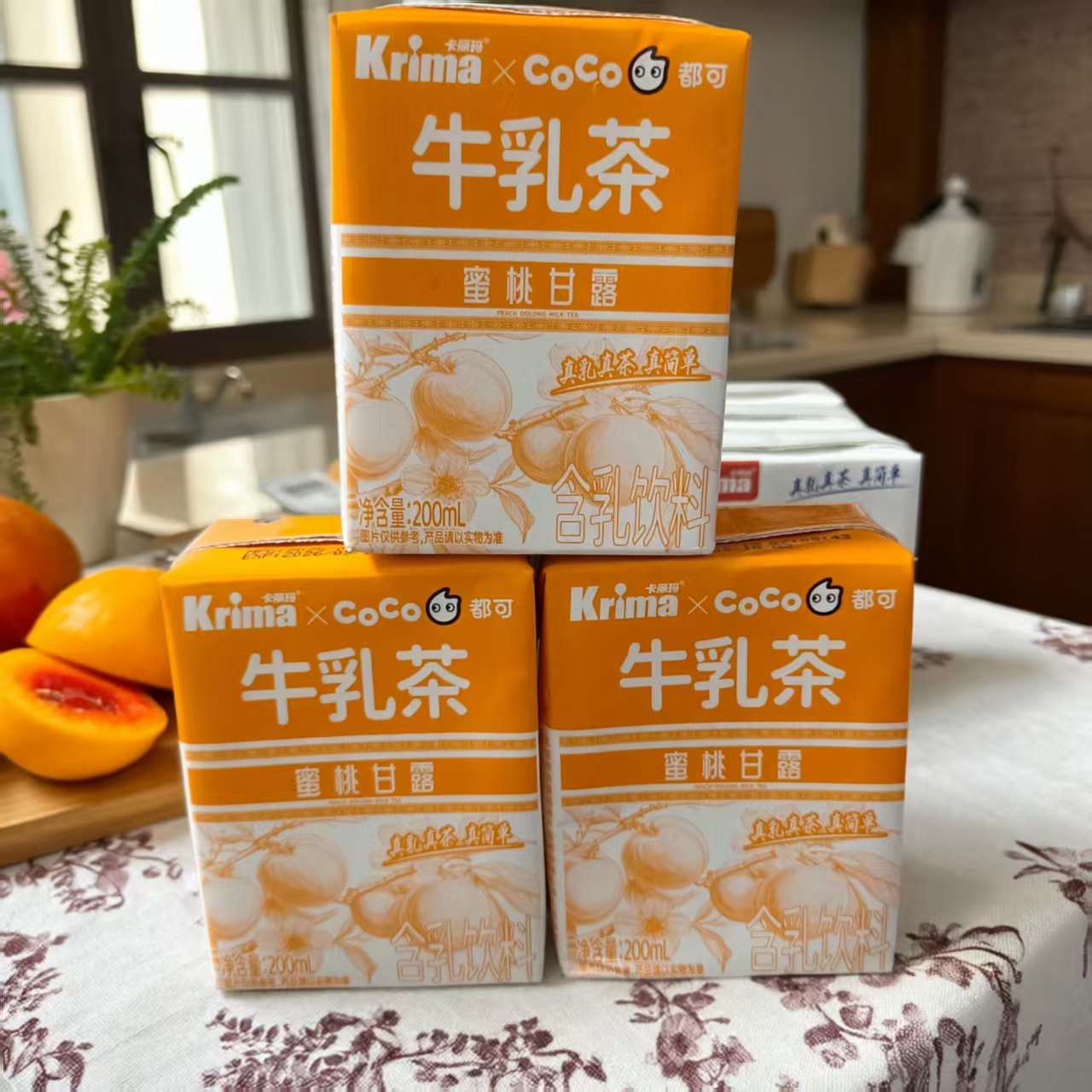 卡丽玛/COCO联合出品蜜桃甘露牛乳茶200ml/盒茉莉奶绿甜品饮料