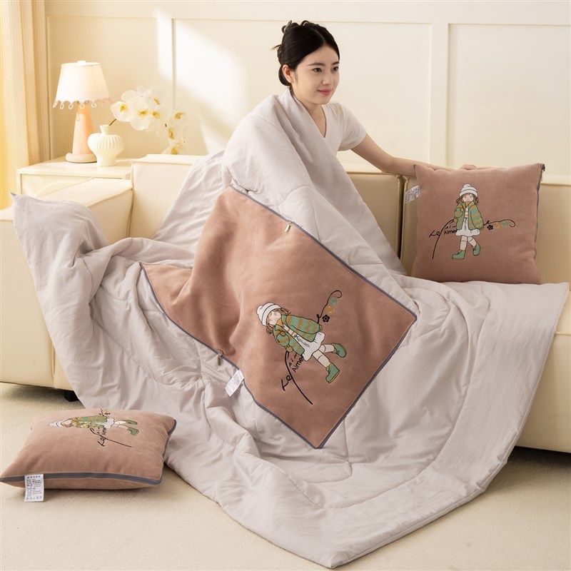 精选雪尼尔水洗棉抱枕车用被子两用折叠午睡枕头毯子二合一办公室,居家布艺,抱枕被,淘宝优惠券,粉丝福利购,淘宝优惠卷
