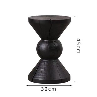 碳化实木墩子黑色边角几民宿床头柜摆件花架树桩原木凳子根雕茶几