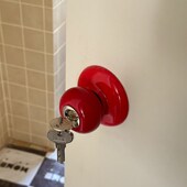 红色门锁卧室门锁老式 圆形门锁粉色陶瓷门把手手柄大红色球形锁球