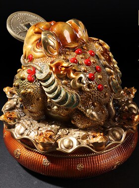 八方来财铜金蟾招财全铜摆件客厅办公室收银台装饰乔迁开业礼品