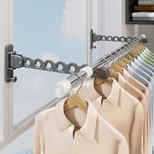 阳台隐形折叠晾衣架窗户晾衣杆免打孔可伸缩墙上室内家用飘窗晾晒