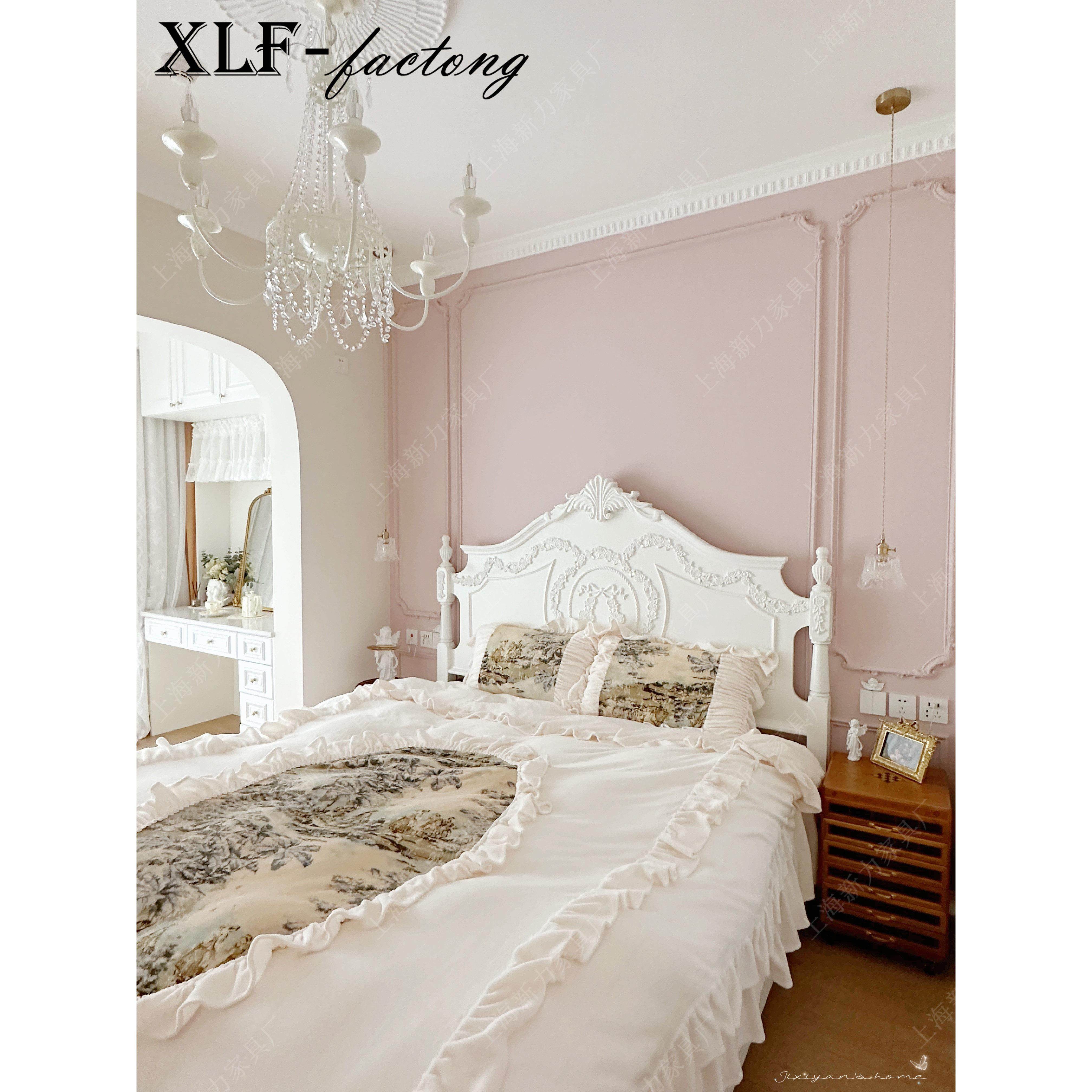 法式实木公主床欧式白色时尚女儿床雕花1.5米1.8米儿童房小女孩床