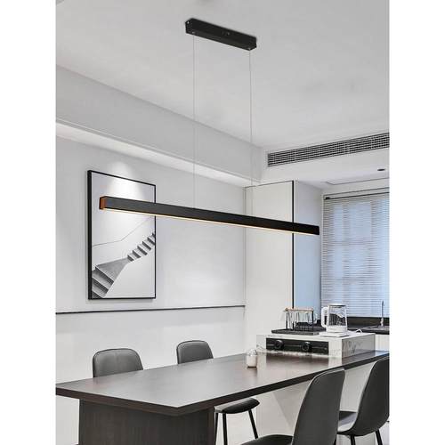 设计师极简轻奢一字led长条吊灯现代简约餐桌吧台高亮工作室吊灯