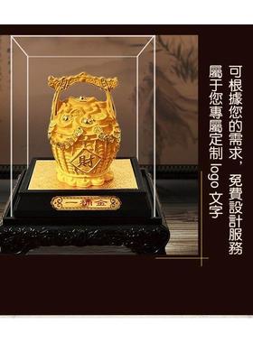 绒沙金一桶金摆件 家居玄关客厅工艺品摆设创意 店铺开业汽车礼品