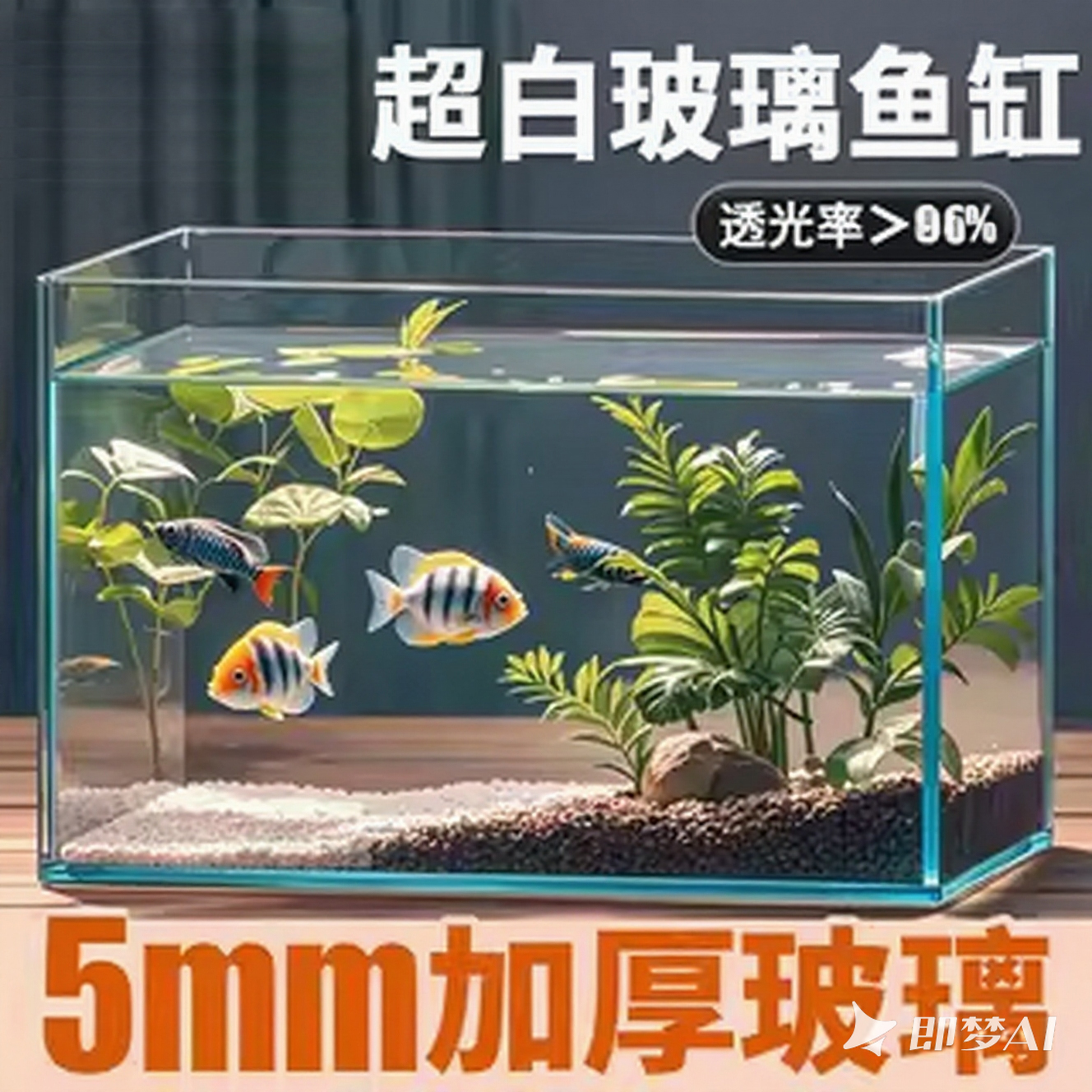 超白鱼缸客厅小型桌面金晶玻璃2025新款乌龟溪流生态小鱼缸家专用