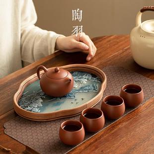 功夫茶具套装 紫砂西施壶家用泡茶壶茶杯茶盘一壶四杯中式 泡茶器