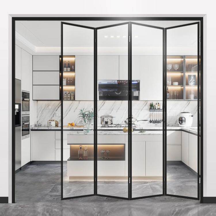 极窄家用钛铝合金厨房客厅卫生间阳台无轨折叠门隔断门窄边玻璃门