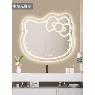 卡通猫咪智能镜浴室镜子led带灯壁挂网红异形梳妆镜化妆桌补光镜