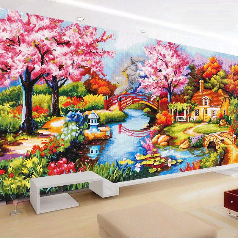 满钻钻石画十字绣梦幻家园点钻贴钻钻石客厅钻石绣山水风景砖石秀