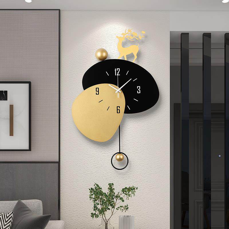 挂钟钟表客厅家庭墙壁免打孔挂饰时钟北欧简约现代装饰金属石英钟