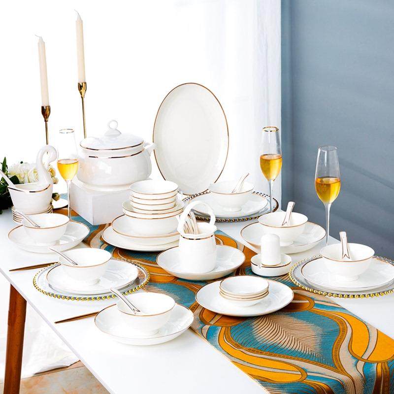 碗碟套装家用欧式轻奢2025景德镇陶瓷白瓷乔迁高温餐具套装碗盘筷,餐饮具,碗,淘宝优惠券,粉丝福利购,淘宝优惠卷