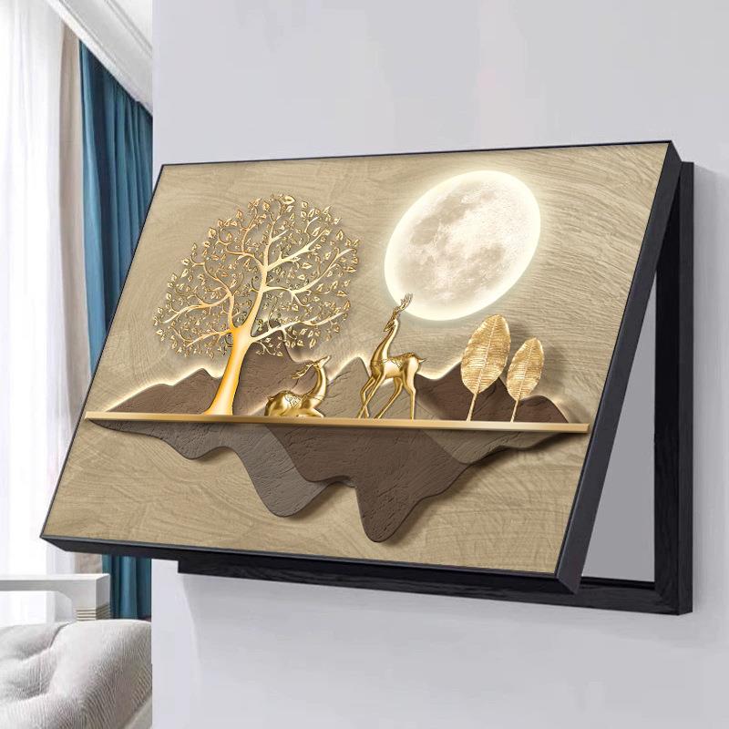 新中式画电表箱装饰画遮丑挂画神器电闸总开关配电箱壁画铝合金框