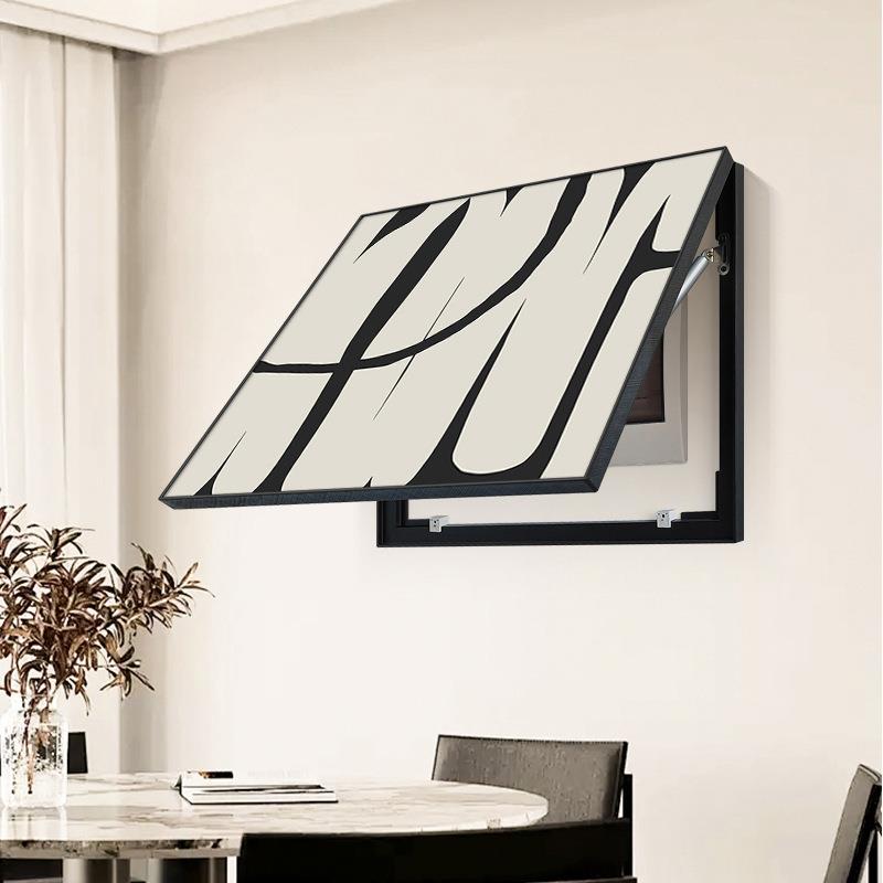 极简油画风空开弱电箱遮挡装饰画黑白灰免打孔电表箱挂画高级感