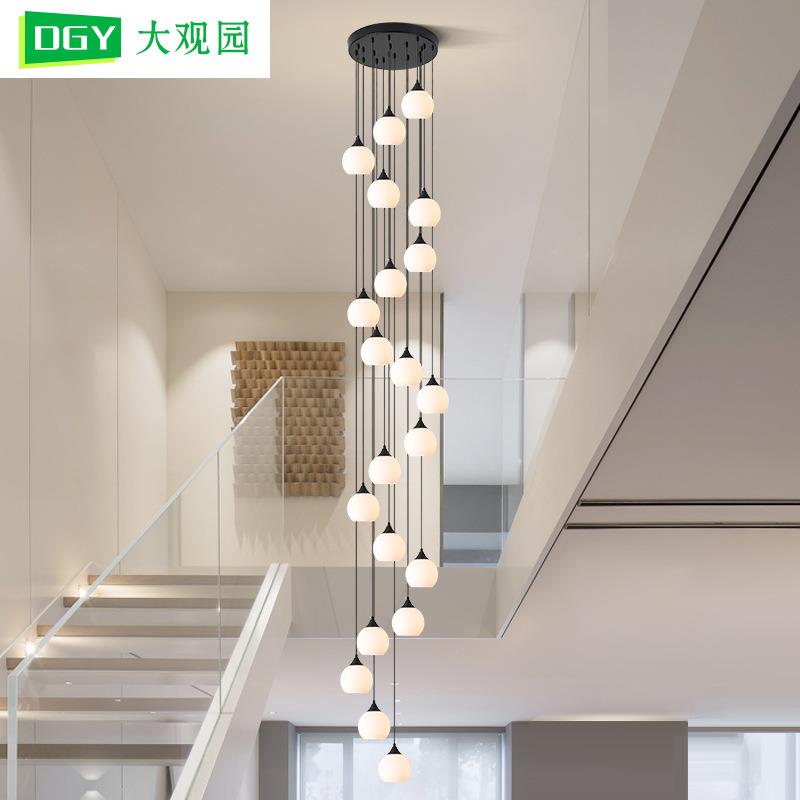 大观园楼梯吊灯现代简约复式楼梯大吊灯新款别墅客厅loft吊灯485