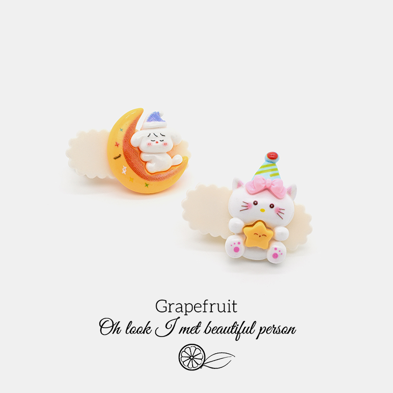 可爱卡通少女儿童波纹小号侧边夹