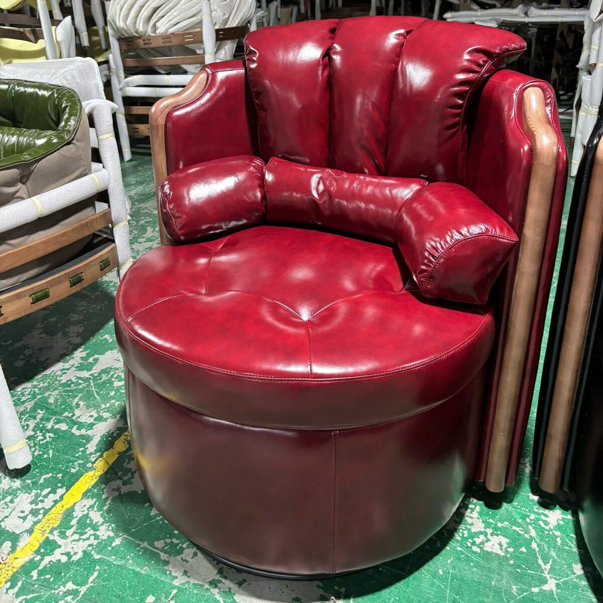 中古旋转椅教父高靠背书房茶室沙发油蜡头层牛皮主人位单人
