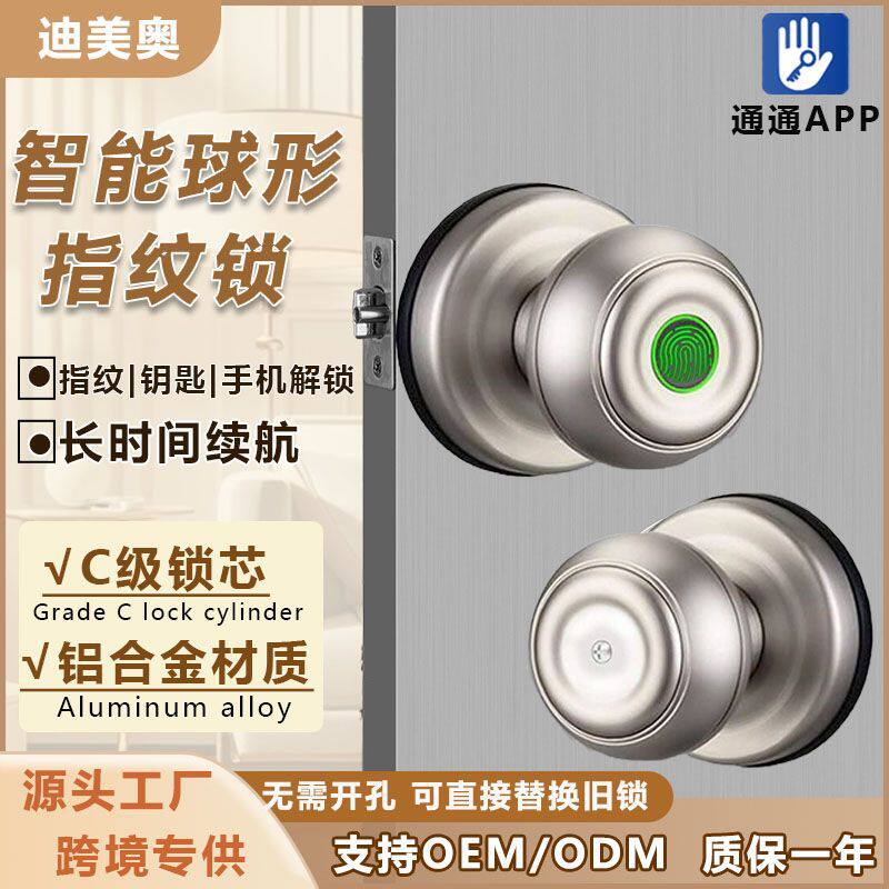 球形智能锁密码锁跨境出口涂鸦室内指纹锁家用木门防盗门厂家现货