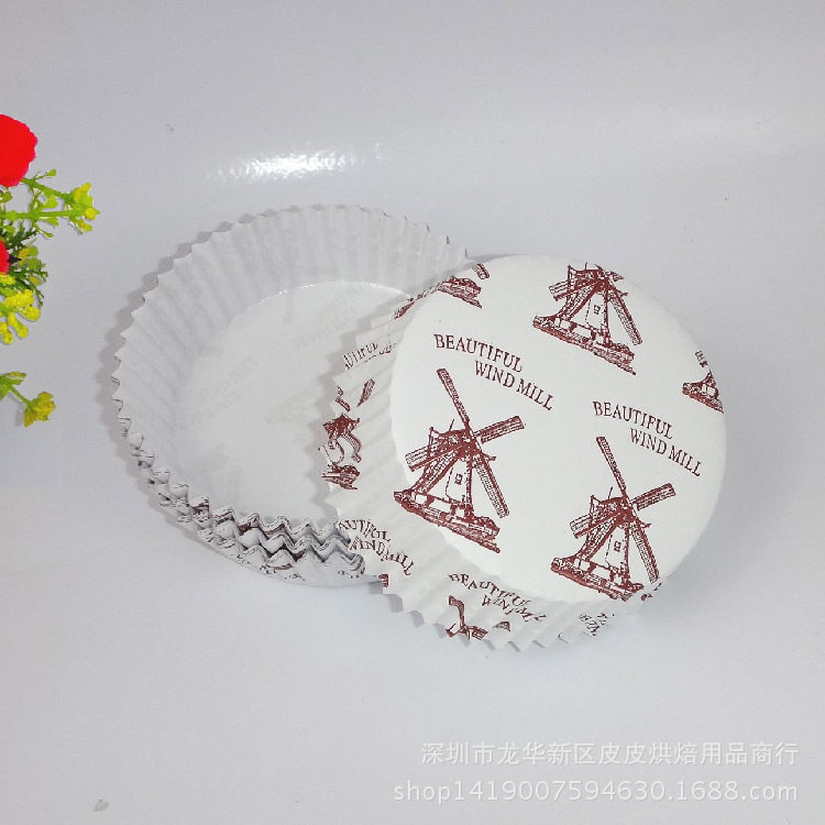 13.5-14.5圆形淋膜杯耐 温烤杯 防油圆形 风车蛋糕面包纸托