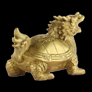 快速发货全黄铜八宝寿龟纯铜八卦龙龟四神兽O寿字龟铜器工艺品桌