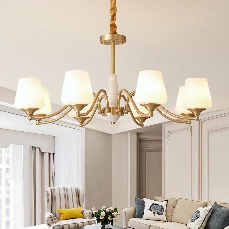 客厅吊灯美式轻奢全铜现代简约餐厅卧室灯法式复古高级感大气灯具