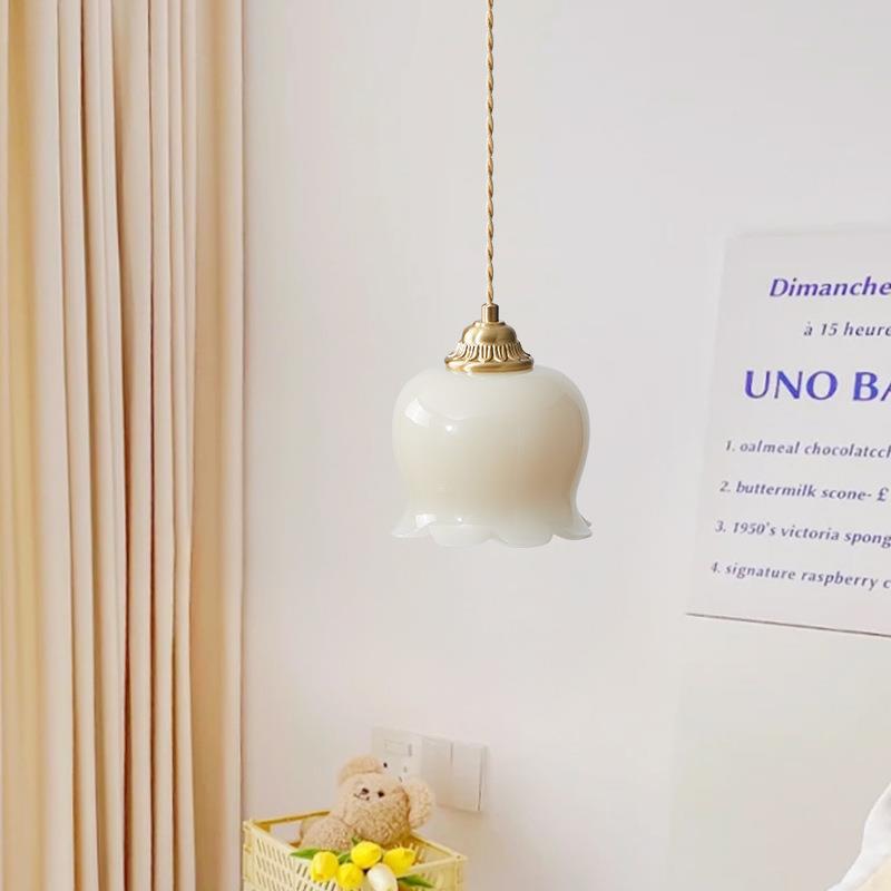 法式奶油风铃兰小吊灯网红美式复古餐厅吧台餐桌卧室床头吊线灯具