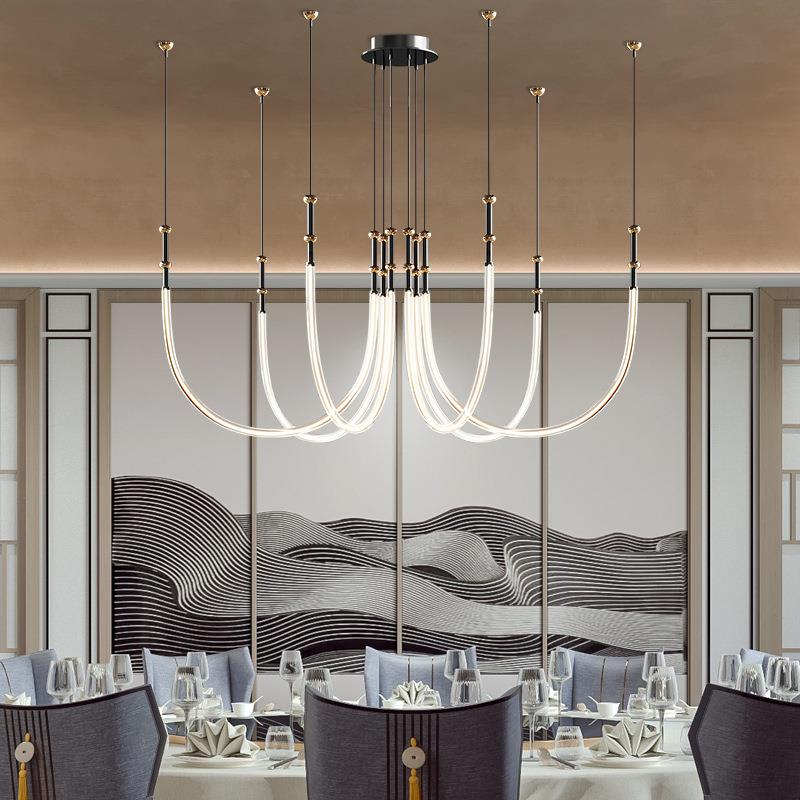 现代简约设计师创意线条灯艺术别墅客厅公寓挑空loft复式楼梯吊灯