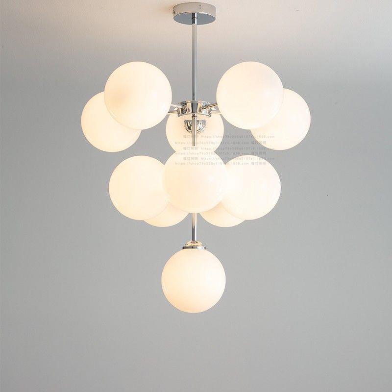 全铜星球灯泡泡卧室吊灯法式轻奢现代魔豆球亮光玻璃客厅11头主灯