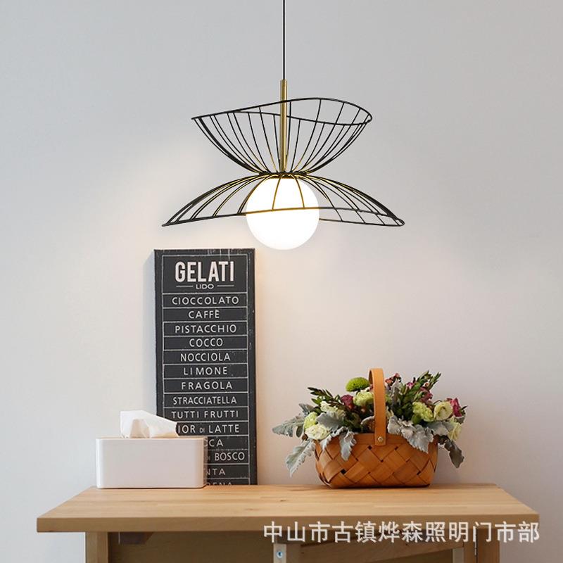 北欧简约现代餐厅饭厅草帽吊灯轻奢入户玄关阳台卧室ins网红灯饰