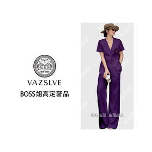 VAZSLVE 老錢風(fēng)短袖 上衣十闊腿褲 兩件套0644 原創(chuàng)設(shè)計純亞麻套裝