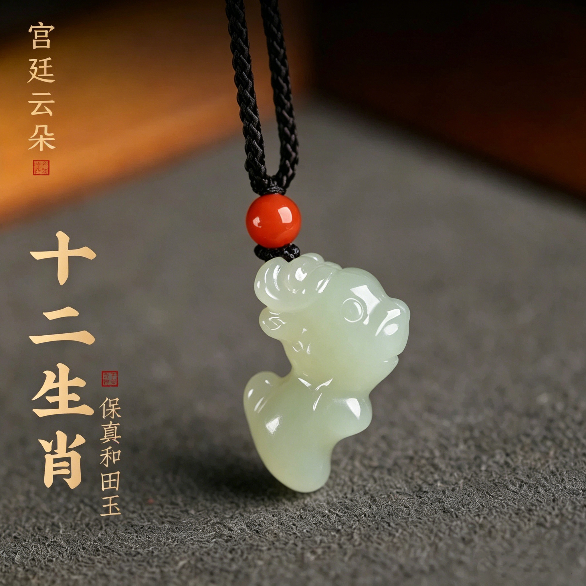 若慕正品天然和田玉生肖六合吊坠