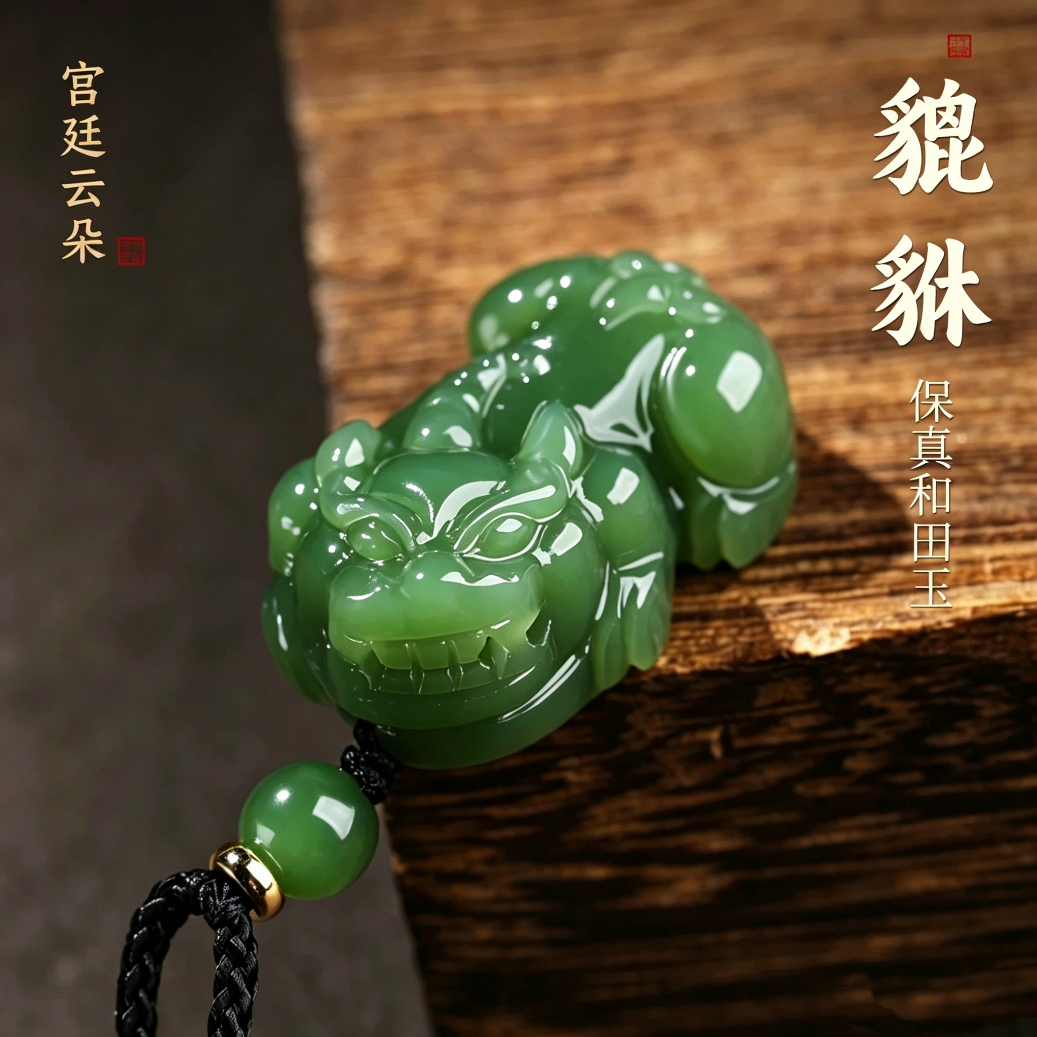 天然和田青玉貔貅吊坠情侣款