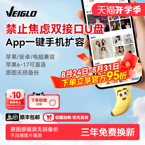 VEIGLO手机U盘typec双接口 苹果照片移动硬盘 电脑两用大容量优盘