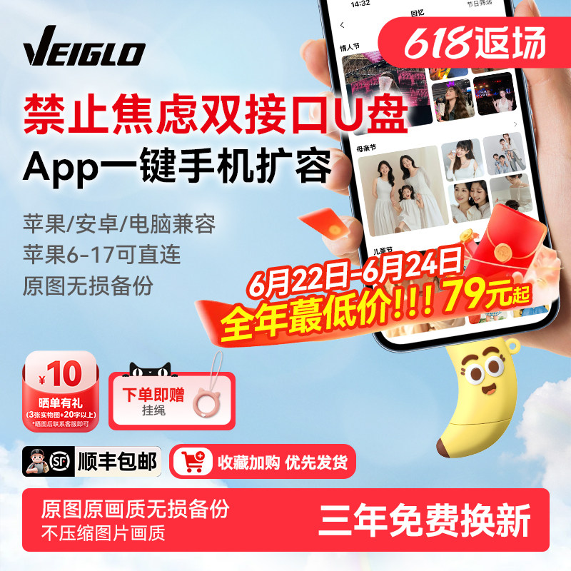 VEIGLO手机U盘typec双接口 苹果照片移动硬盘 电脑两用大容量优盘