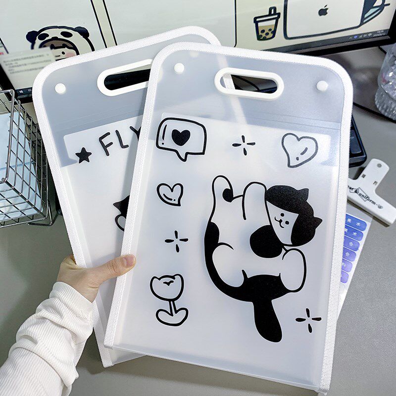 速发高颜猫黑白涂鸦小值咪收纳大包量风琴容学生多层竖款