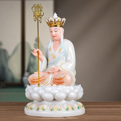 速发石雕汉白玉地藏王菩萨家用供奉娑婆三圣佛像地藏王佛像摆件