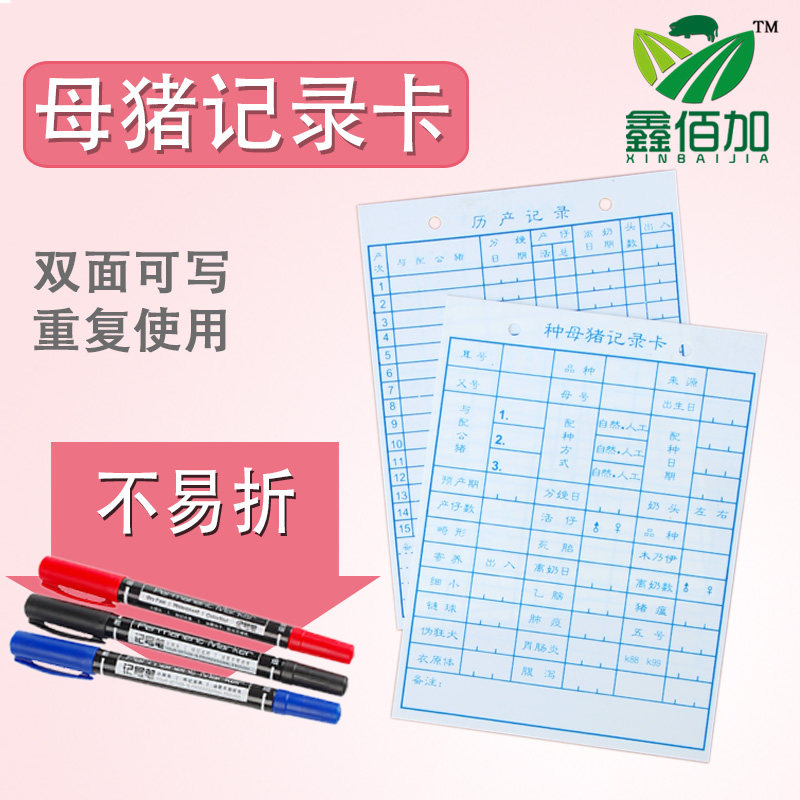 速发档母猪卡 母猪妊娠卡生产防理卡种案卡 双面管水母猪卡