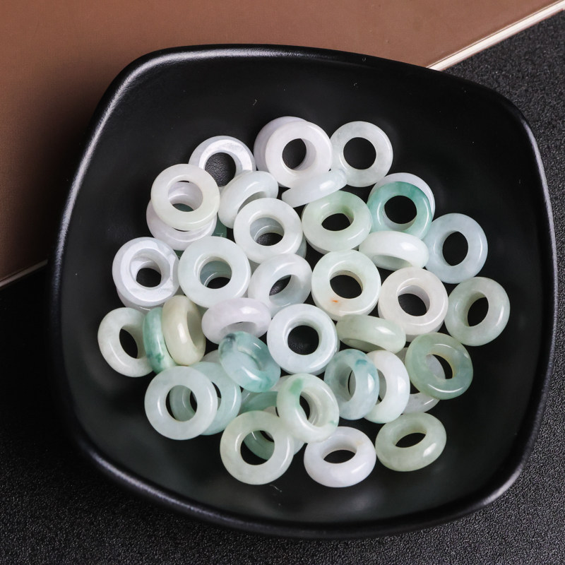天然翡翠A货玉环大口径甜甜圈diy跑环手编手链腰链平安扣饰品配件