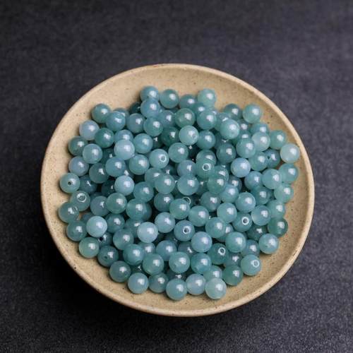 天然A货翡翠冰蓝水散珠男女士手串diy手链危地马拉高冰种项链单颗