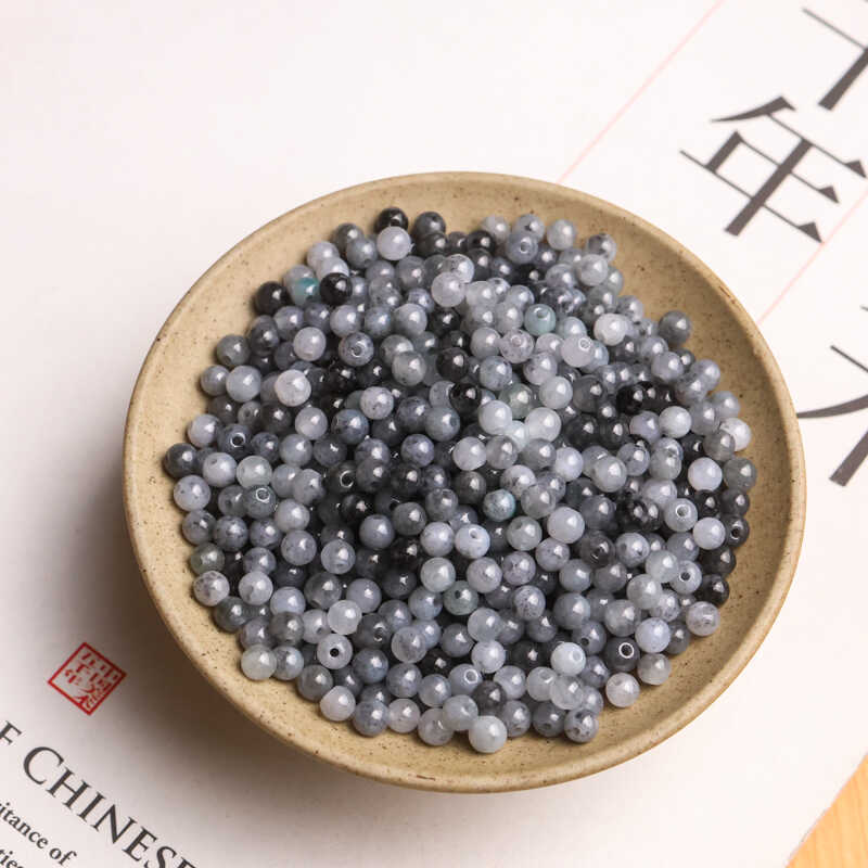 天然翡翠A货3.5mm黑乌鸡小米珠diy隔珠多圈手工编制手链项链散珠
