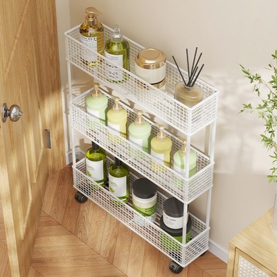 卫生间置物架浴室落地多层洗衣液收纳架移动厕所洗手间.夹缝收纳